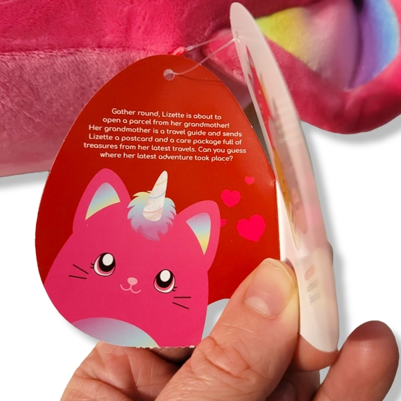 Squishmallow Lizette Pink and Rainbow 14 inch Caticorn Horned Cat Kellytoy - Picture 7 of 7